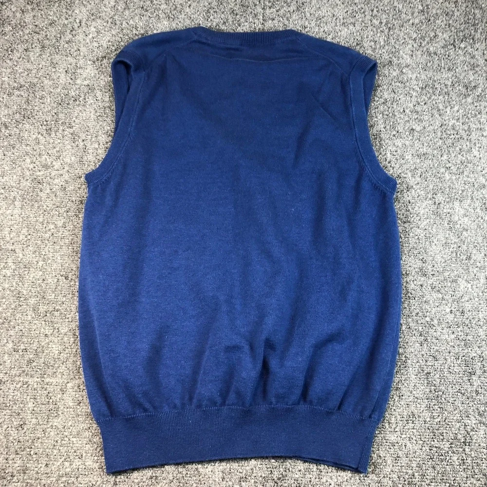 Chaps Mens V Neck‎ Sweater Vest Blue Size M Embroidered Logo Classic Preppy